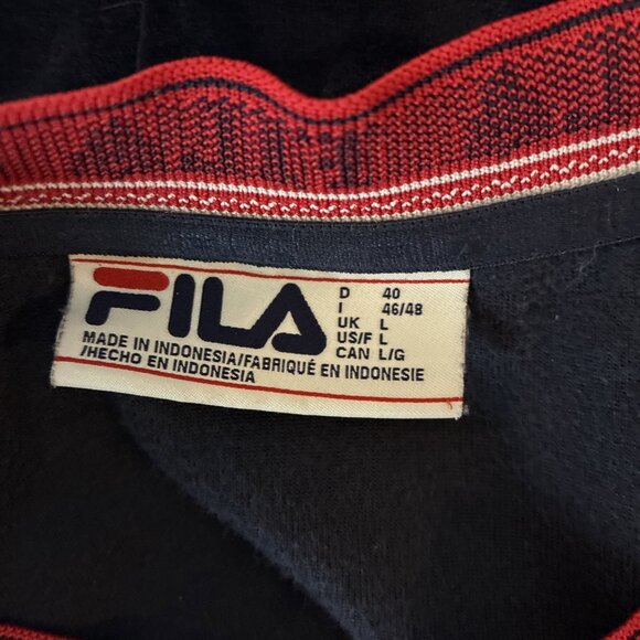 FILA Womens Size L Sweatshirt Navy Blue Long Sleeve Logo Athletic Pullover Top - Picture 5 of 7